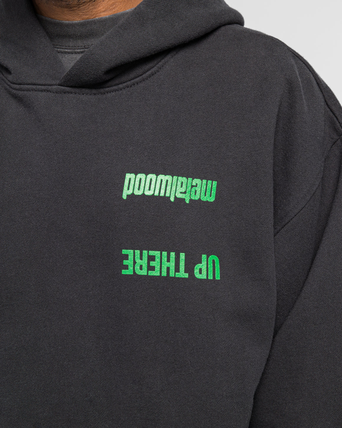 Metalwood - Handful Hooded Sweatshirt x UP THERE - Overdyed Black Wash - UP THERE