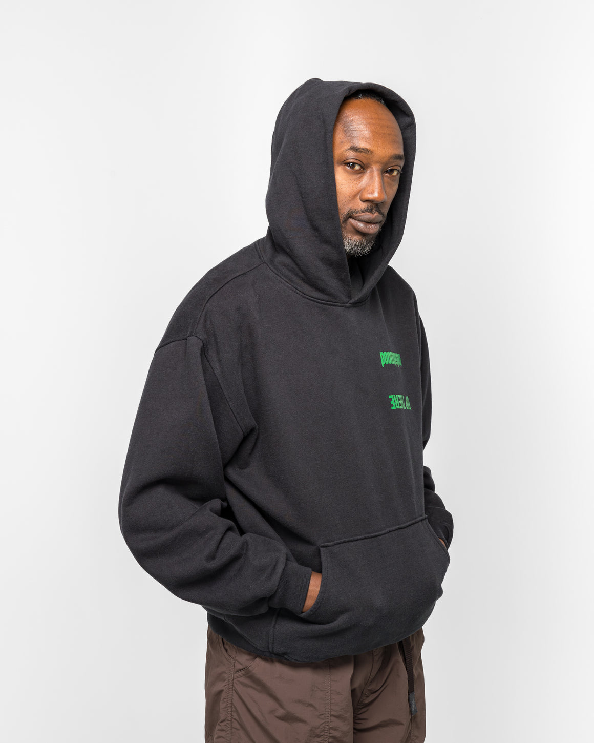 Metalwood - Handful Hooded Sweatshirt x UP THERE - Overdyed Black Wash - UP THERE