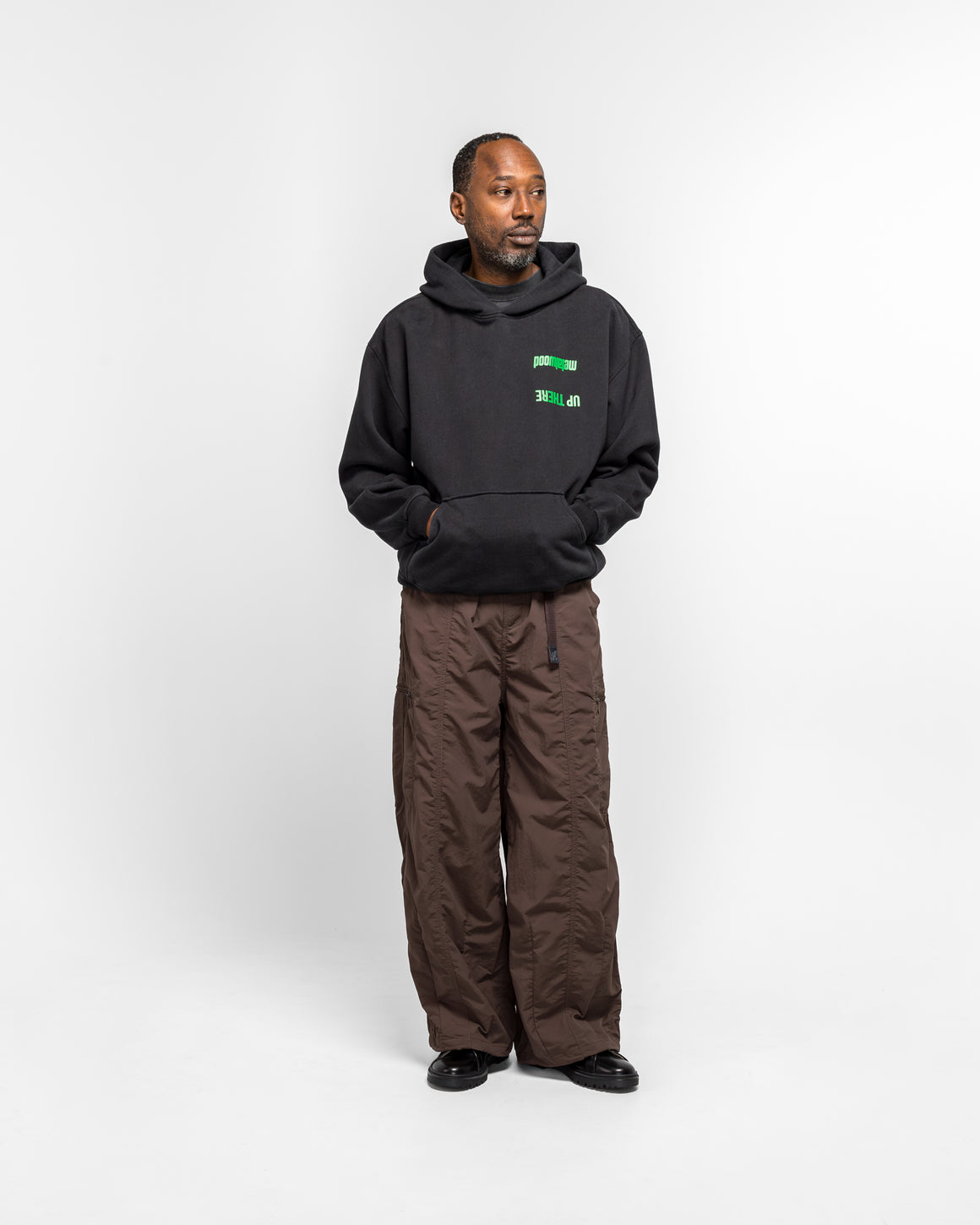 Metalwood - Handful Hooded Sweatshirt x UP THERE - Overdyed Black Wash - UP THERE