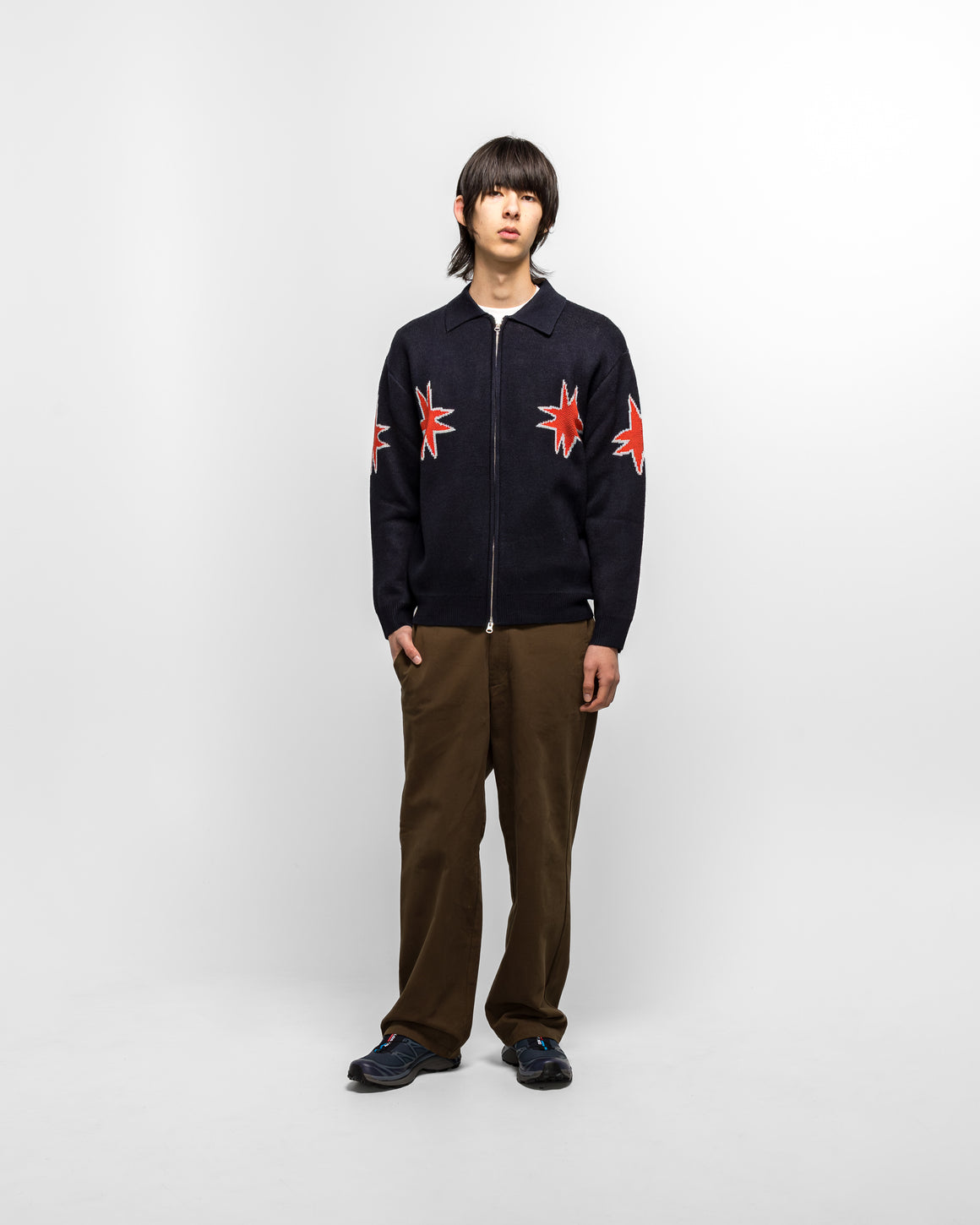 Metalwood - Kiki Zip Knit LS Polo - Navy - UP THERE
