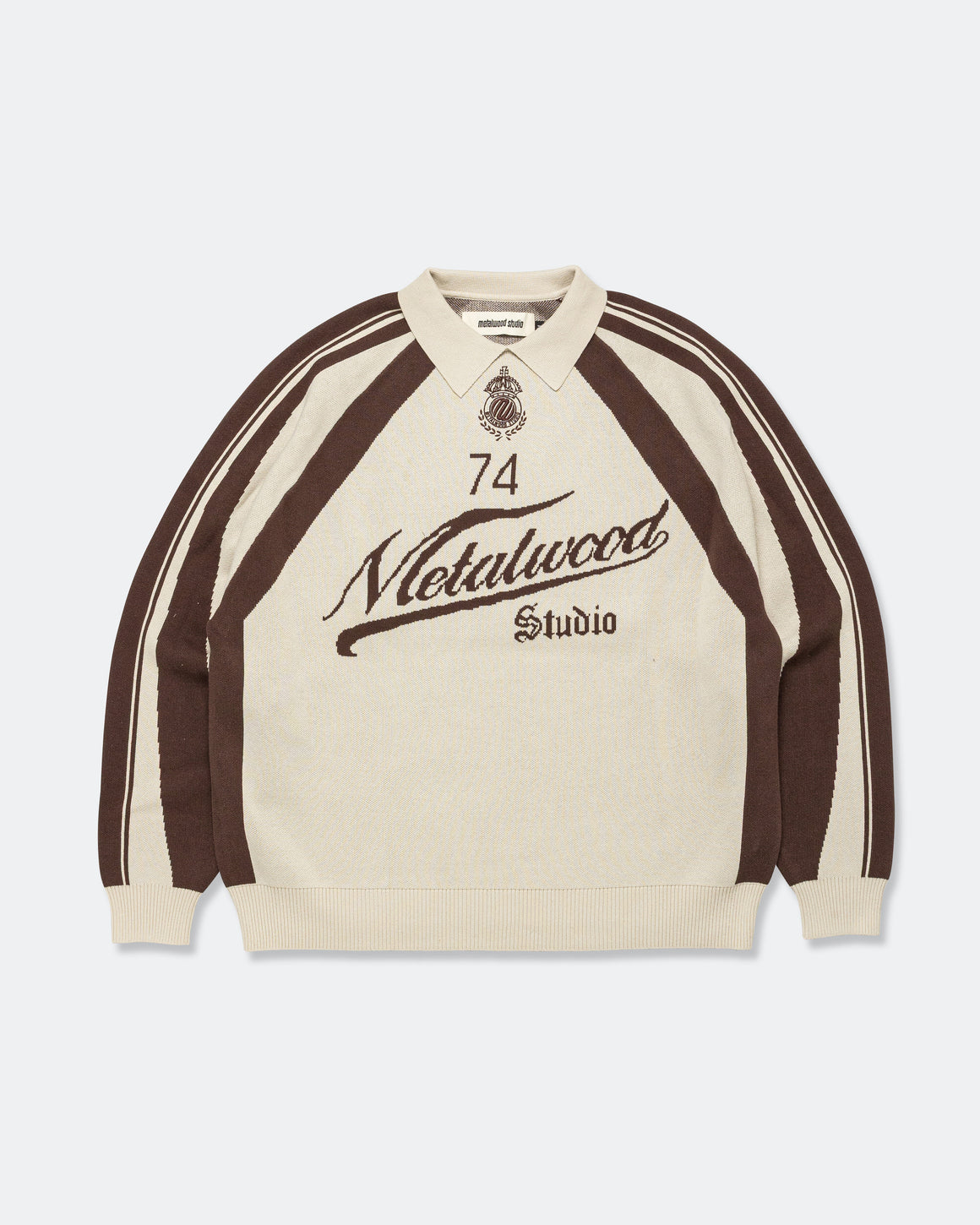 Metalwood - Knit Football Top - Cream - UP THERE