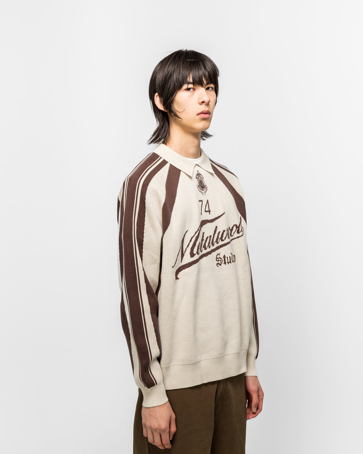 Metalwood - Knit Football Top - Cream - UP THERE