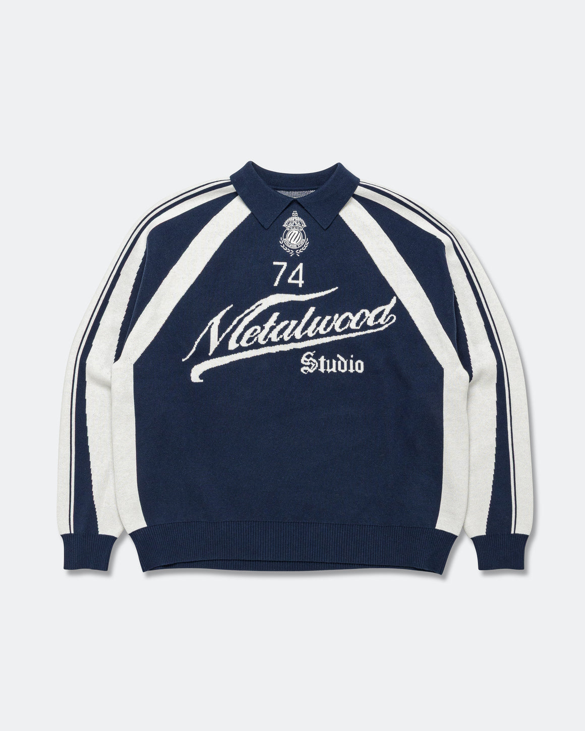 Metalwood - Knit Football Top - Navy - UP THERE
