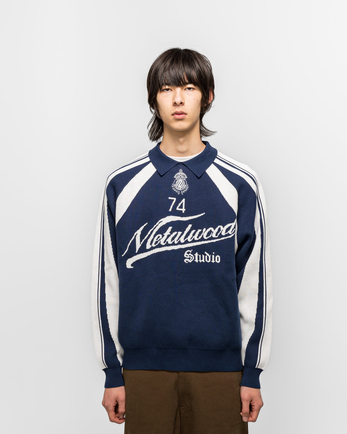 Metalwood - Knit Football Top - Navy - UP THERE