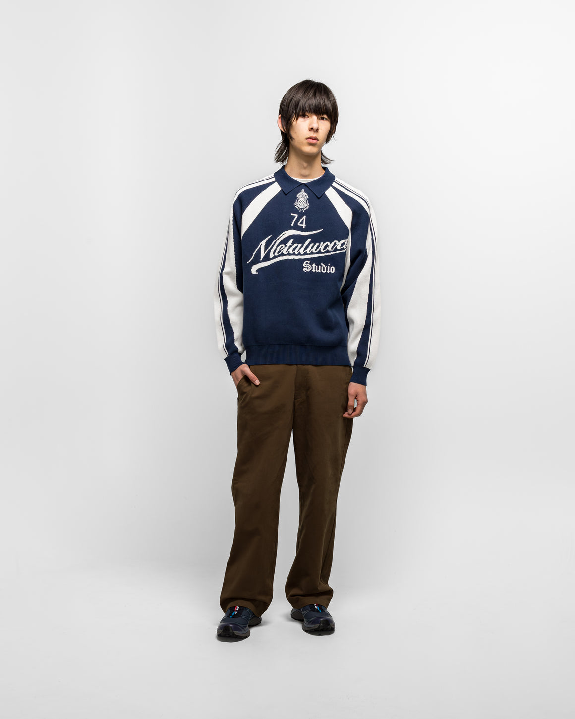 Metalwood - Knit Football Top - Navy - UP THERE