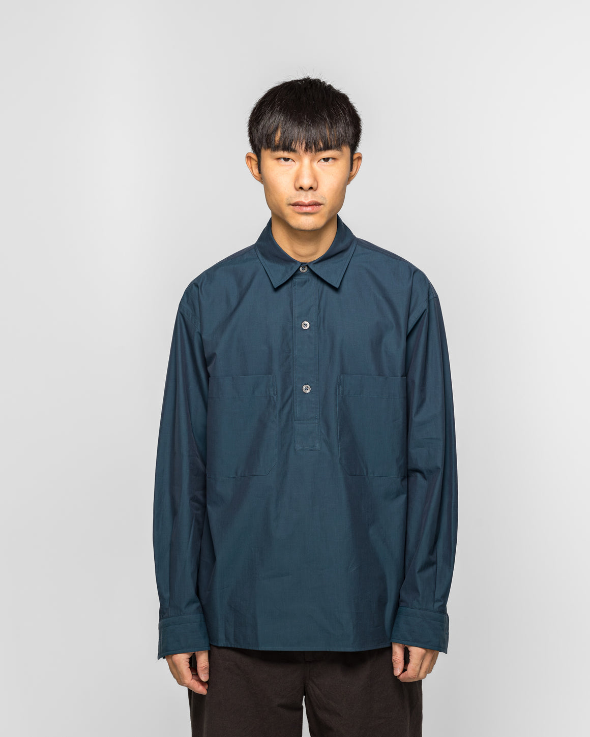 Margaret Howell - Archive Overhead Shirt - Marine Yarn Dye Cotton - UP THERE