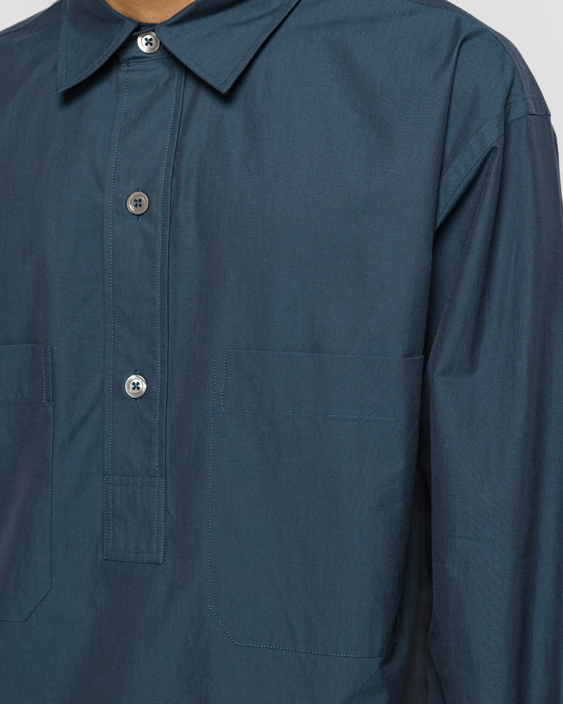 Margaret Howell - Archive Overhead Shirt - Marine Yarn Dye Cotton - UP THERE