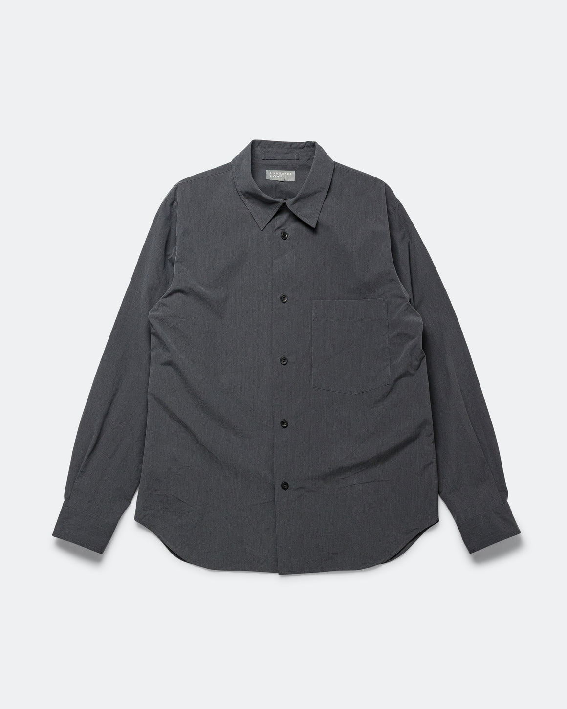 Margaret Howell - Basic Shirt - Charcoal Yarn Dye Cotton Poplin - UP THERE