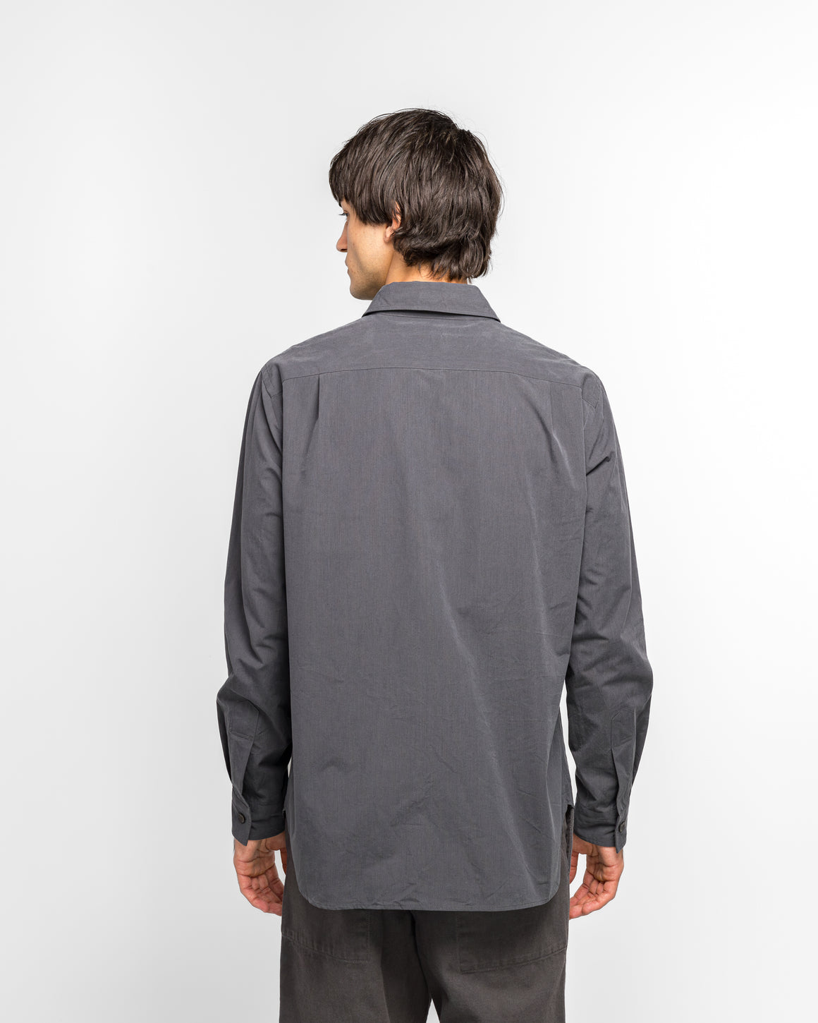 Margaret Howell - Basic Shirt - Charcoal Yarn Dye Cotton Poplin - UP THERE