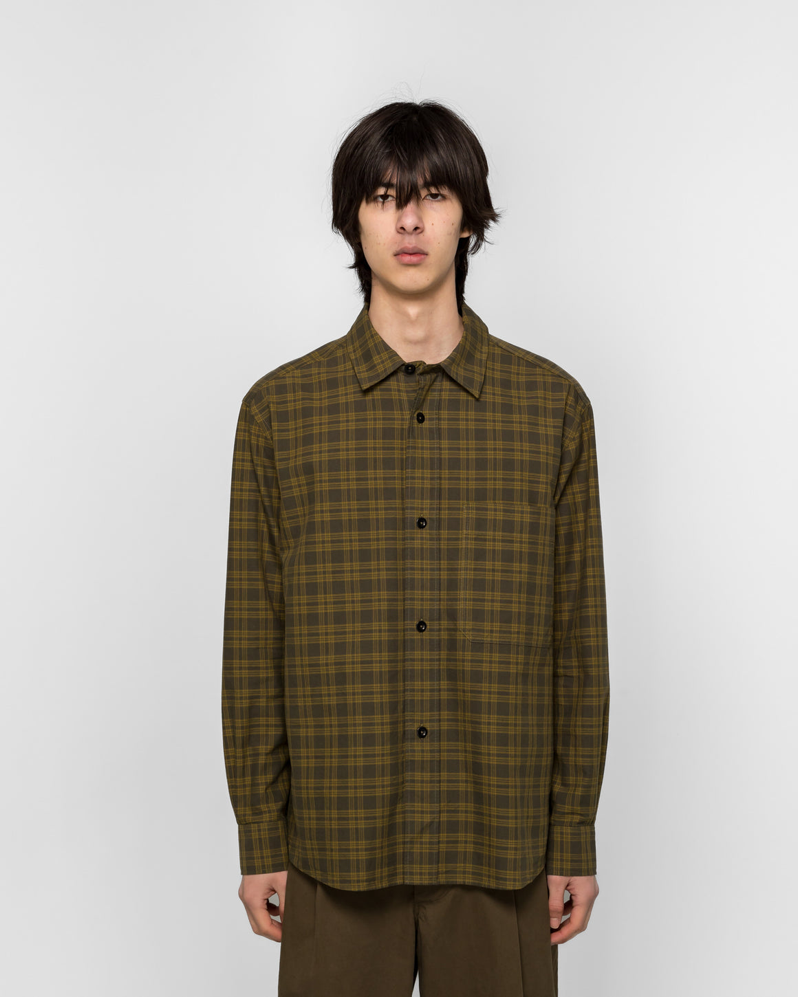 MHL. - Basic Shirt Tonal Cotton Check - Khaki/Cumin - UP THERE