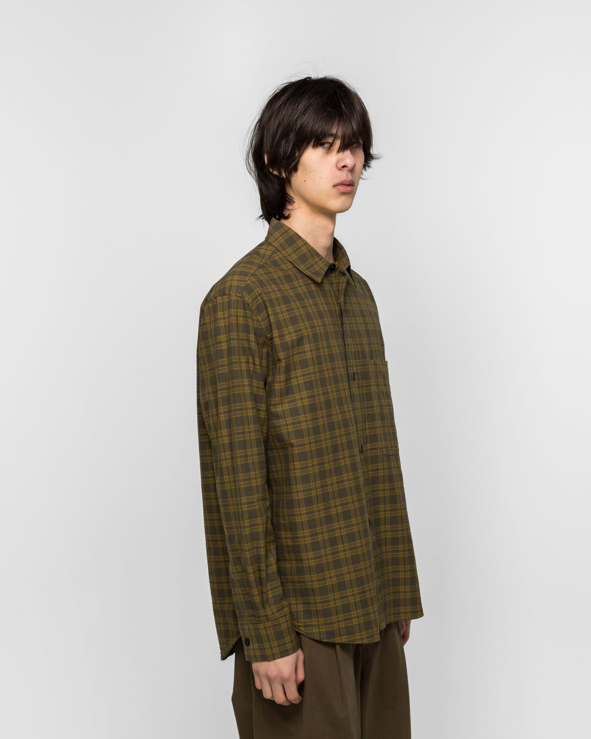 MHL. - Basic Shirt Tonal Cotton Check - Khaki/Cumin - UP THERE