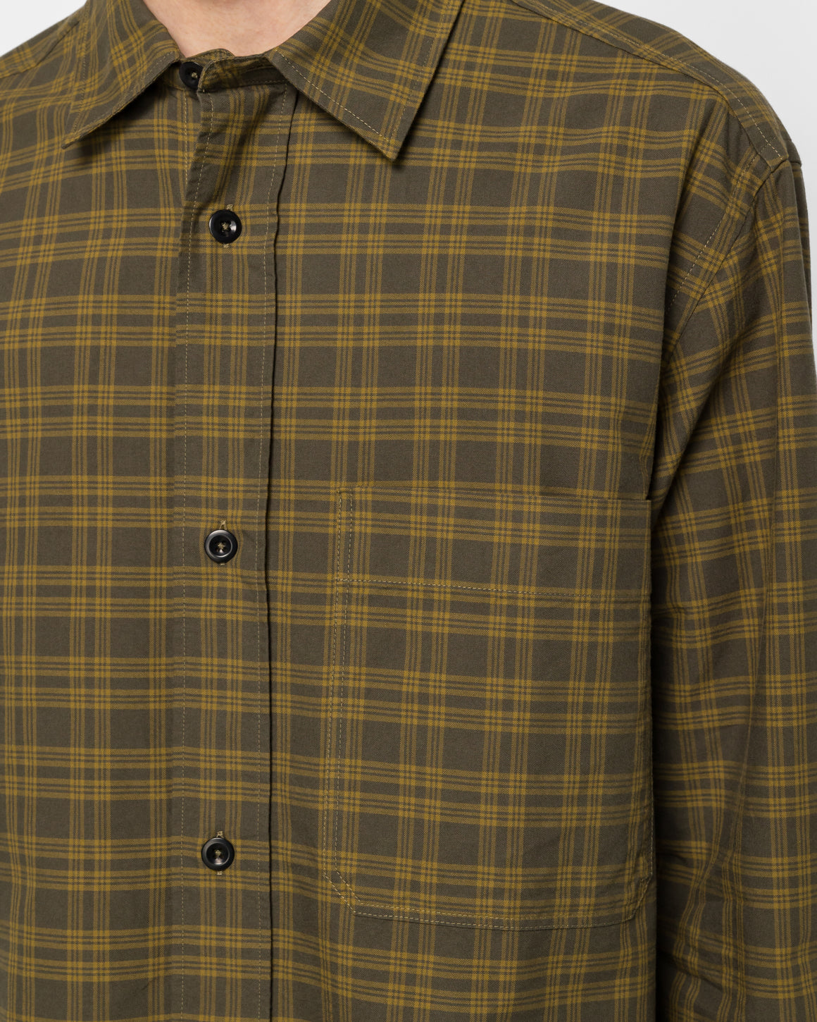 MHL. - Basic Shirt Tonal Cotton Check - Khaki/Cumin - UP THERE