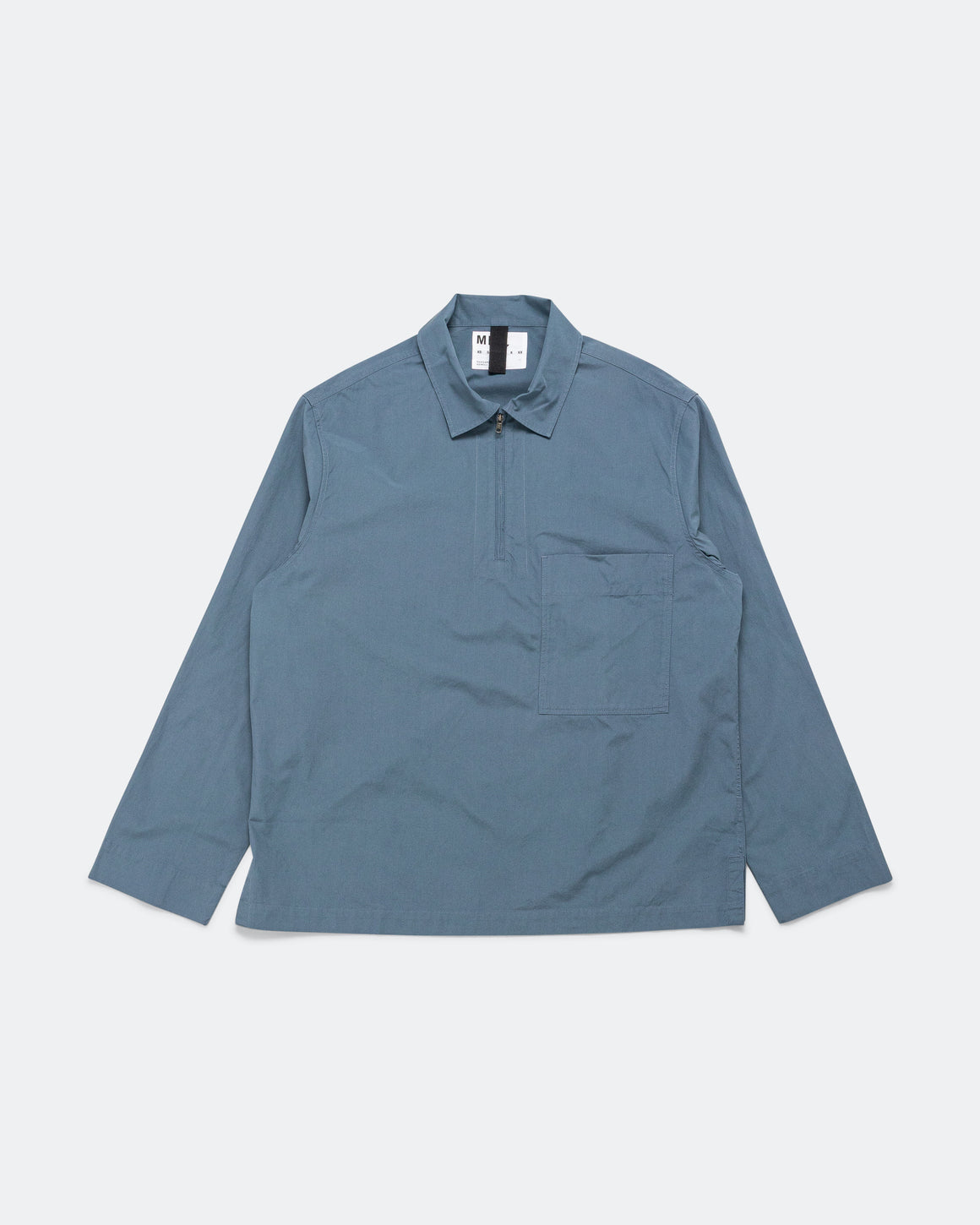 MHL. - LS Half Zip Shirt - Blue Sanded Cotton Poplin Uniform - UP THERE