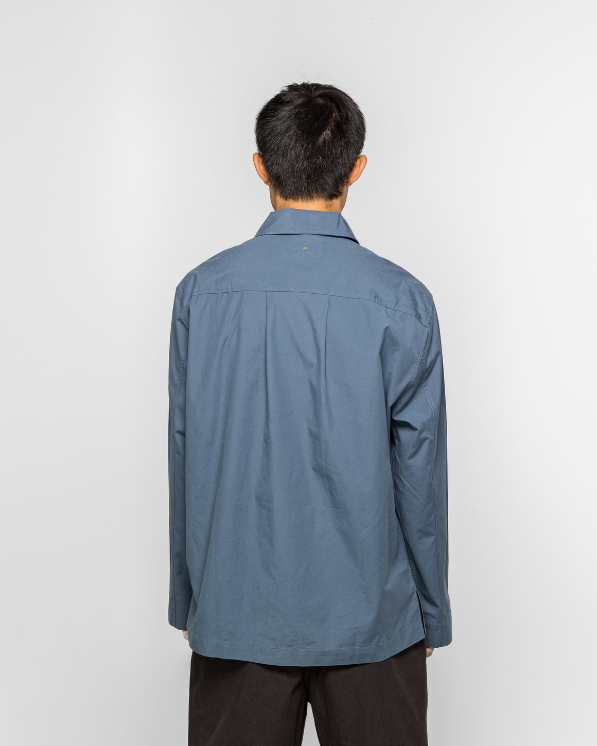 MHL. - LS Half Zip Shirt - Blue Sanded Cotton Poplin Uniform - UP THERE