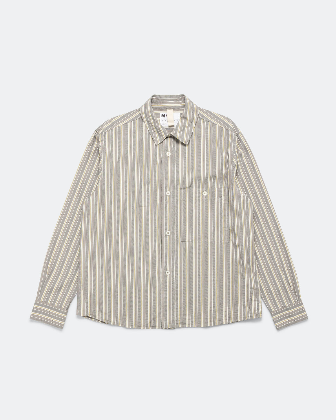MHL. - Overall Shirt - Cotton Off White/Grey Pyjama Stripe - UP THERE