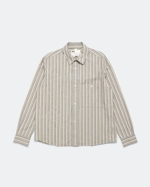 MHL. - Overall Shirt - Cotton Off White/Grey Pyjama Stripe | UP THERE