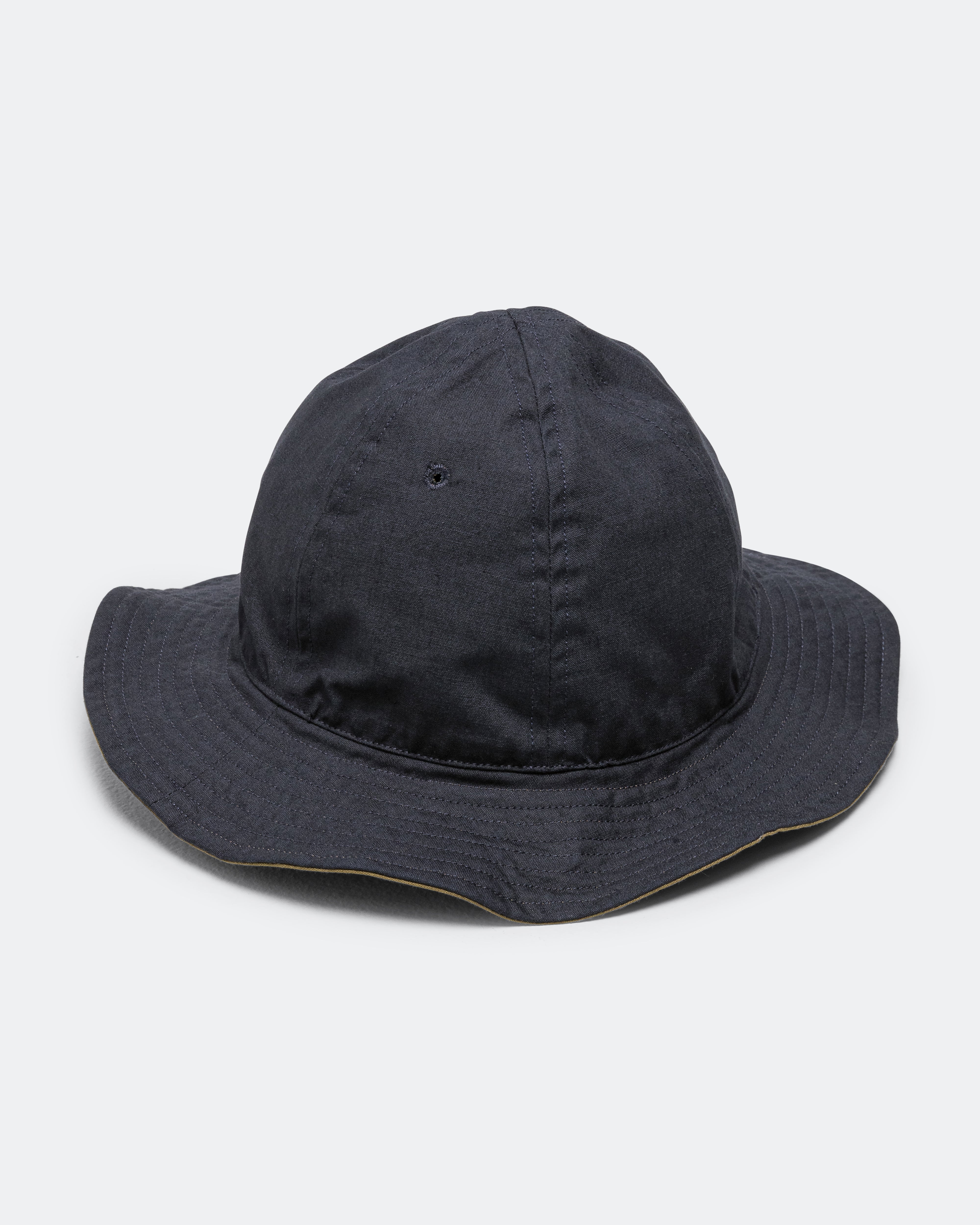MHL. - Reversible Bucket Hat - Ink/Olive Green Coarse Yarn | UP THERE