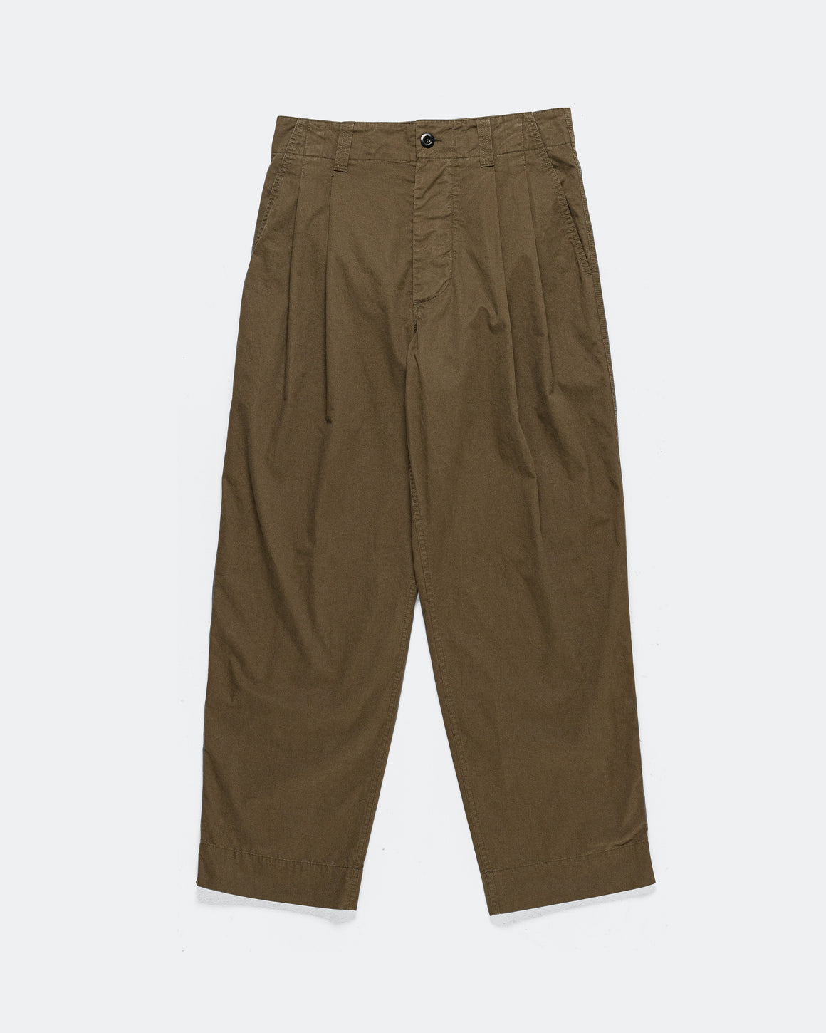 MHL. - Stitch Pleat Trousers Soft Dense Cotton - Khaki - UP THERE