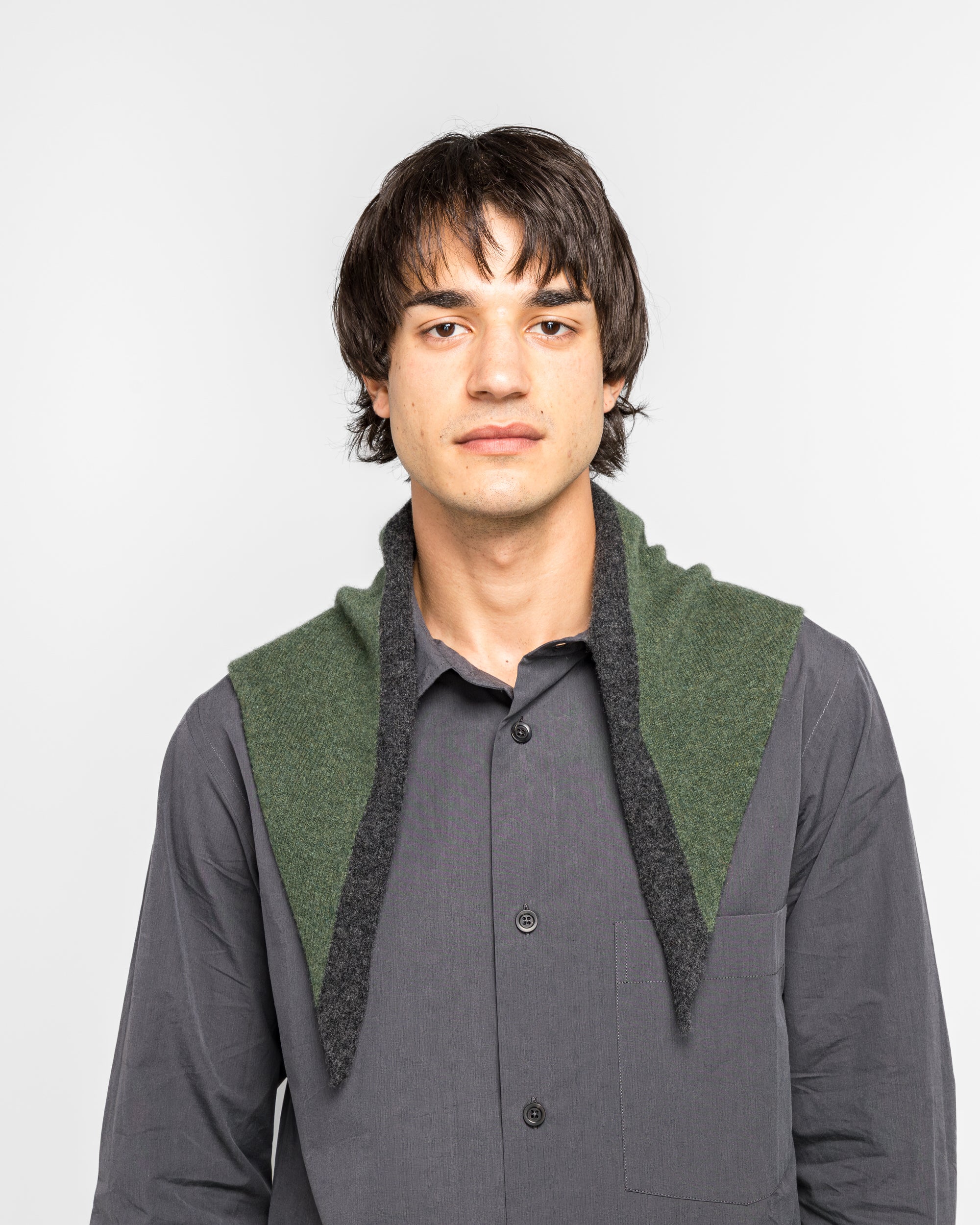 MHL. - Tipped Scout Scarf - Green/Charcoal Lambswool | UP THERE