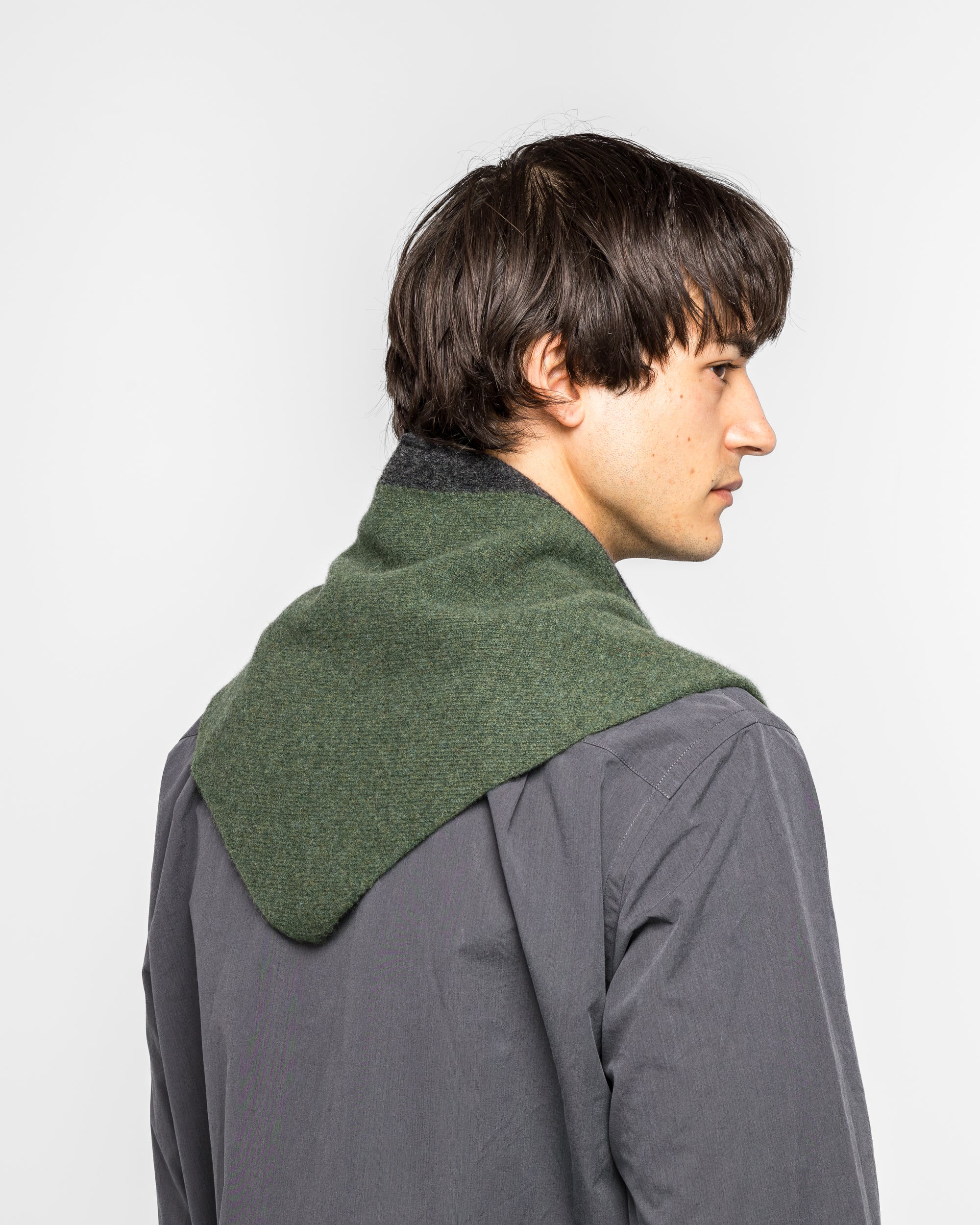 MHL. - Tipped Scout Scarf - Green/Charcoal Lambswool | UP THERE