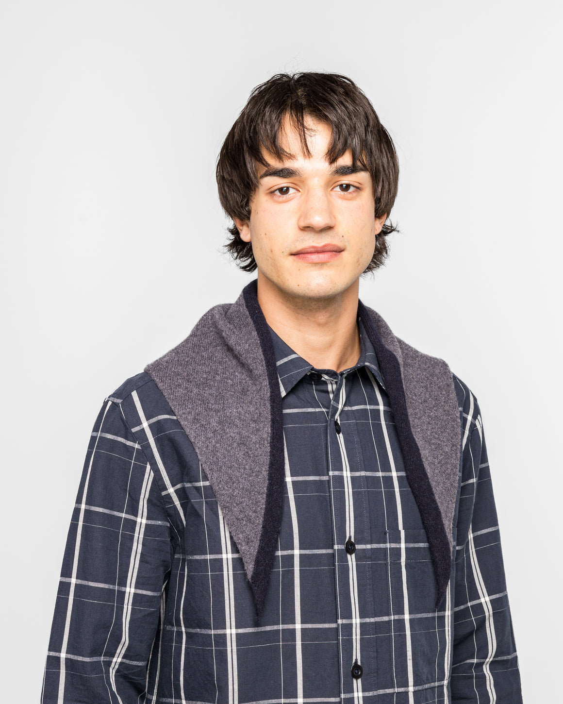 MHL. - Tipped Scout Scarf - Grey/Ink Lambswool - UP THERE