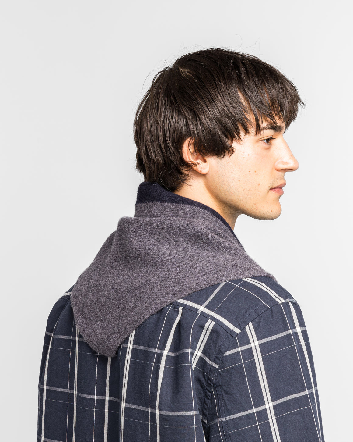 MHL. - Tipped Scout Scarf - Grey/Ink Lambswool - UP THERE