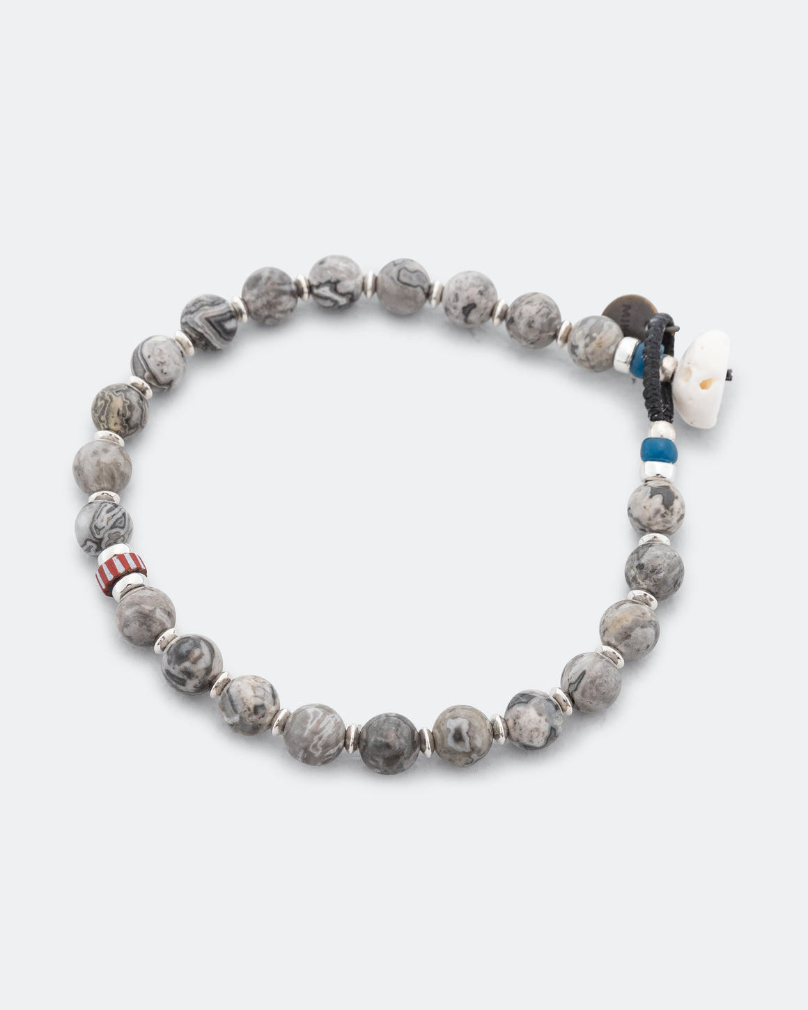 Mikia - 6mm Stone Bracelet - Grey Jasper/925 Silver - UP THERE