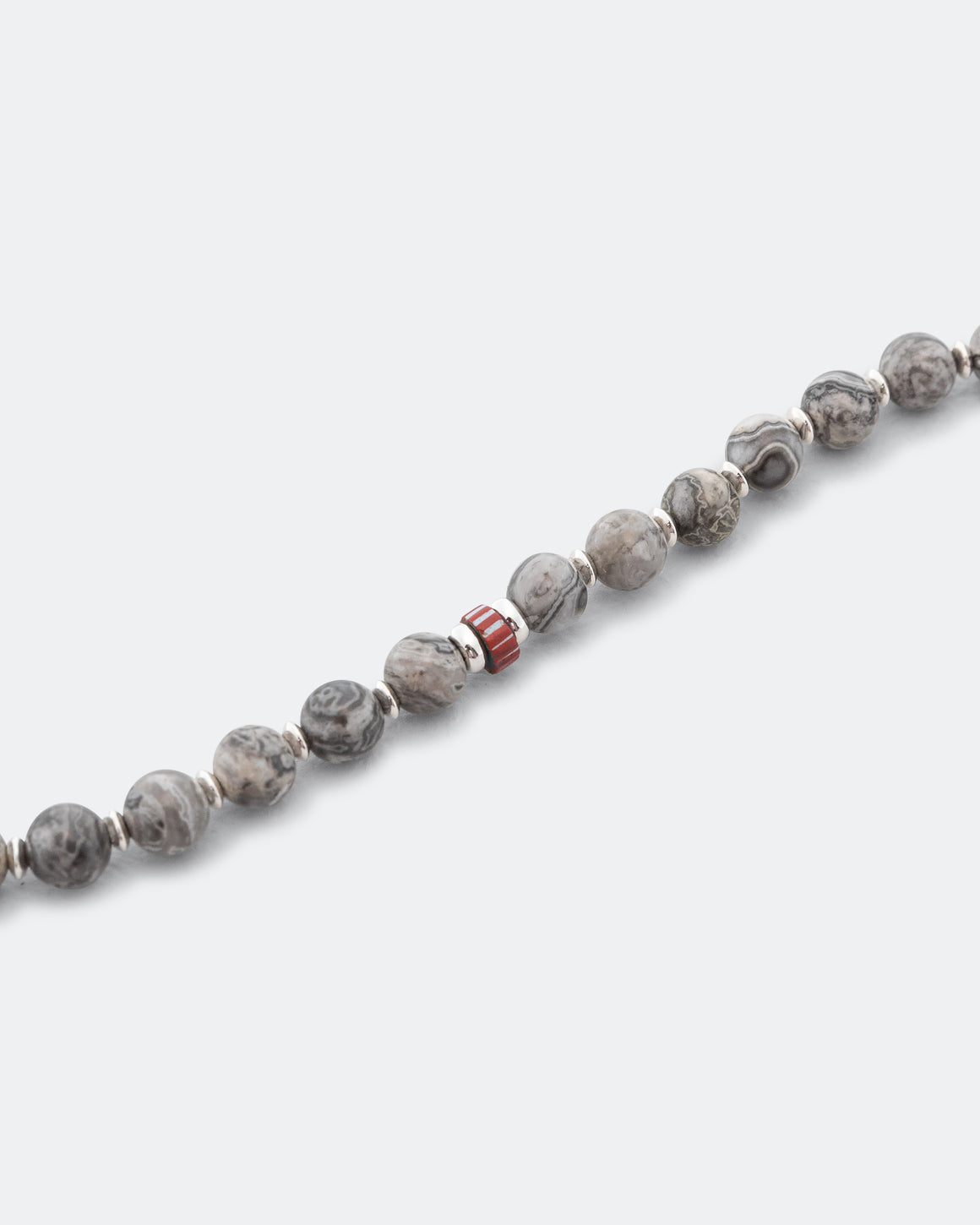 Mikia - 6mm Stone Bracelet - Grey Jasper/925 Silver - UP THERE