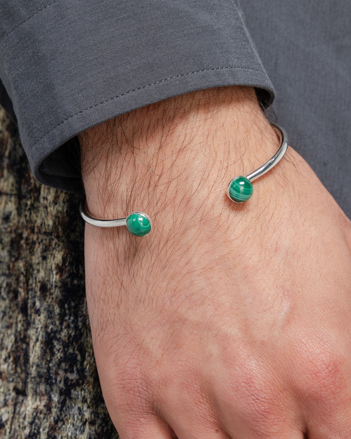 Mikia - Bangle Bracelet - 925 Silver/Malachite - UP THERE