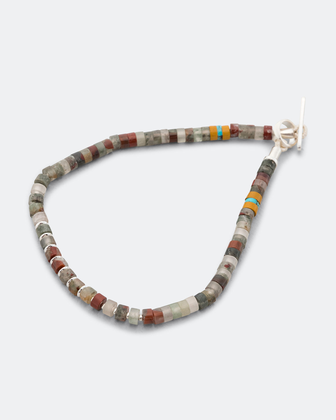 Mikia - Silver Heishi Bracelet - African Bloodstone/925 Silver - UP THERE