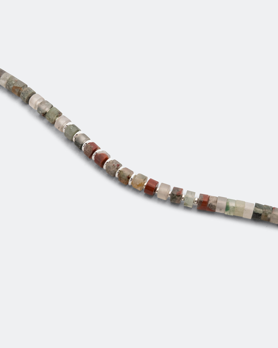 Mikia - Silver Heishi Bracelet - African Bloodstone/925 Silver - UP THERE