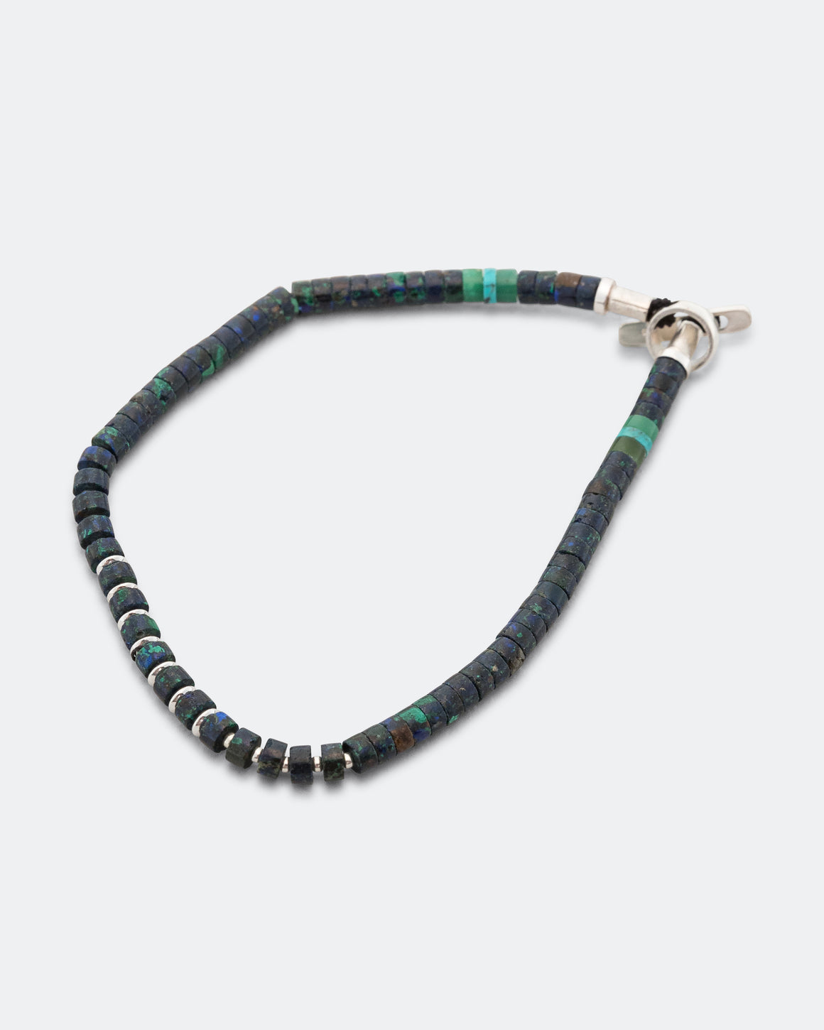 Mikia - Silver Heishi Bracelet - Azurite/925 Silver - UP THERE