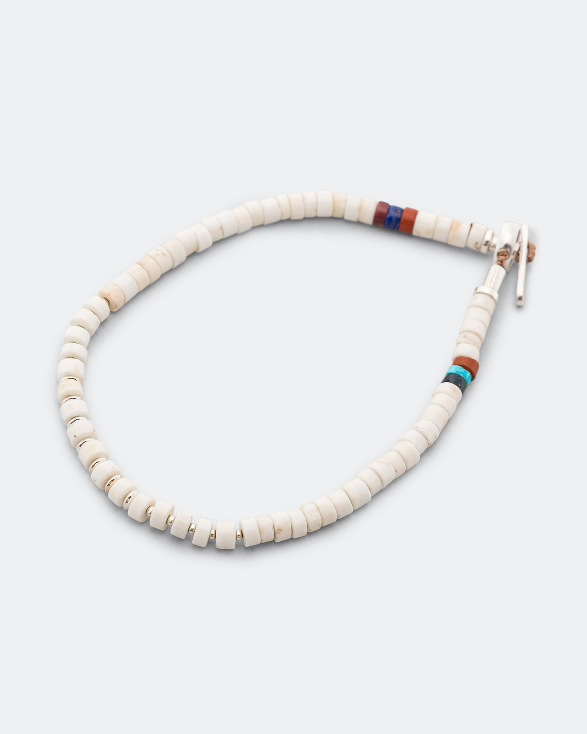 Mikia - Silver Heishi Bracelet - Magnesite/925 Silver - UP THERE