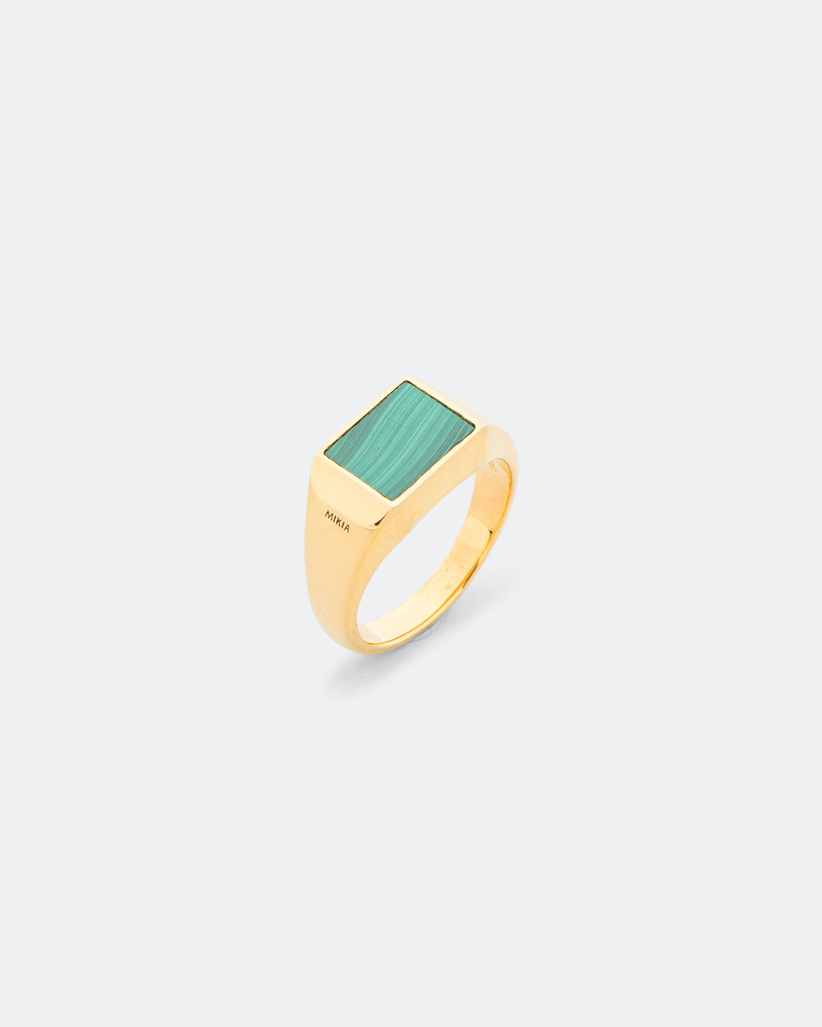 Mikia - Rectangle Ring - Malachite/Gold Plated 925 Silver - UP THERE