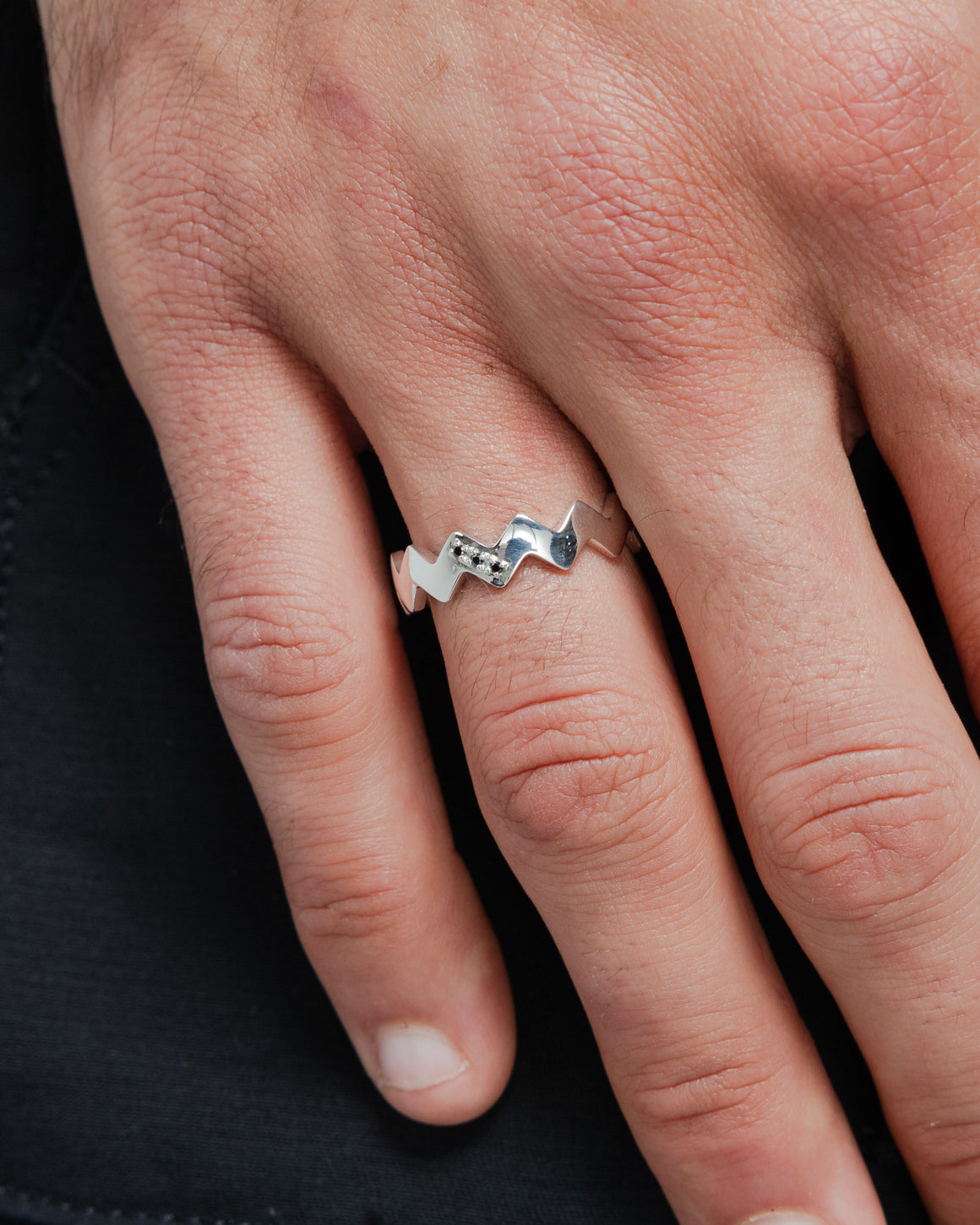 Mikia - Snake Ring - Silver/Black Diamond - UP THERE