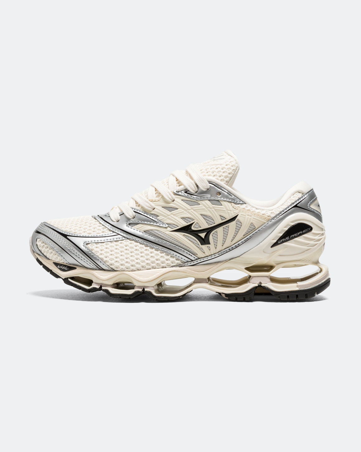 Mizuno - Wave Prophecy LS - Pristine/Black-Silver - UP THERE