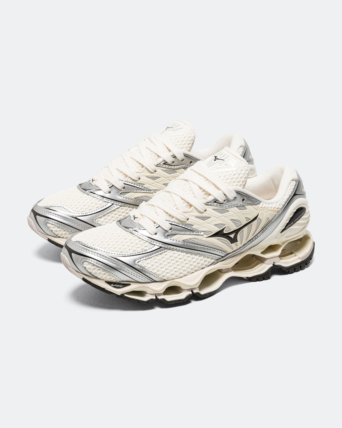 Mizuno - Wave Prophecy LS - Pristine/Black-Silver - UP THERE