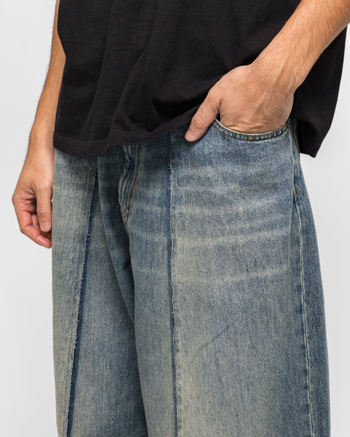 MM6 - 11oz Panelled Denim Trousers - Blue - UP THERE