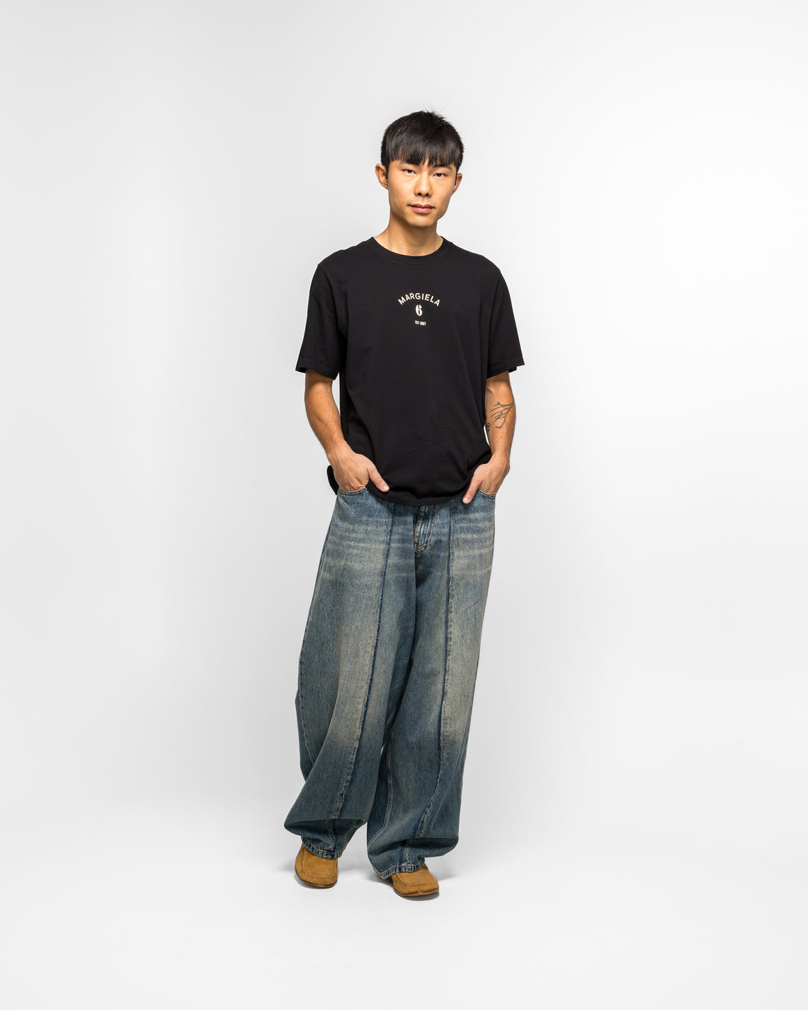 MM6 - 11oz Panelled Denim Trousers - Blue - UP THERE