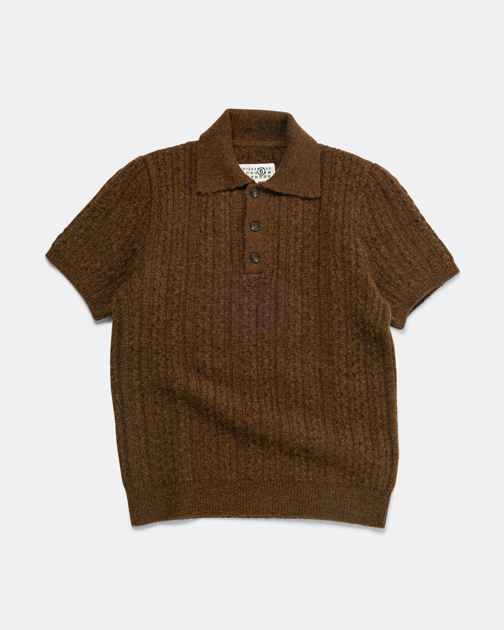 MM6 - Cable 7G Knit Polo Shirt - Brown | UP THERE