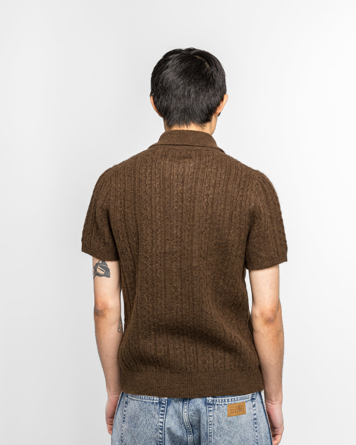 MM6 - Cable 7G Knit Polo Shirt - Brown - UP THERE