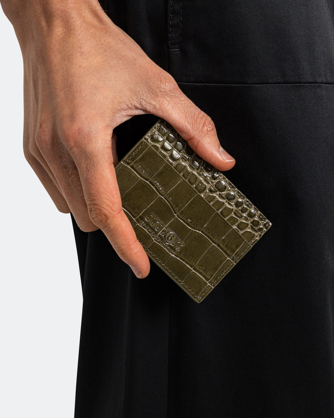 MM6 - Card Holder - Olive Drab Calf Skin - UP THERE