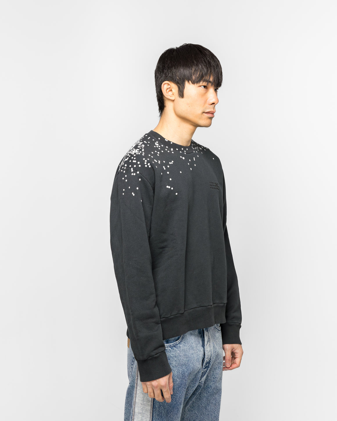 MM6 - Cotton Crewneck Sweater - Washed Black Splatter - UP THERE