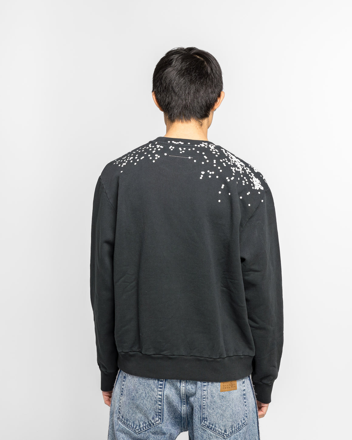 MM6 - Cotton Crewneck Sweater - Washed Black Splatter - UP THERE