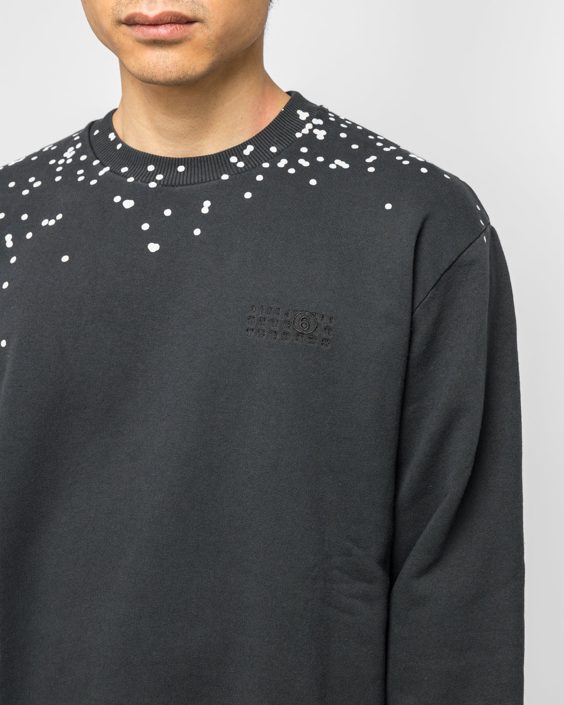 MM6 - Cotton Crewneck Sweater - Washed Black Splatter - UP THERE