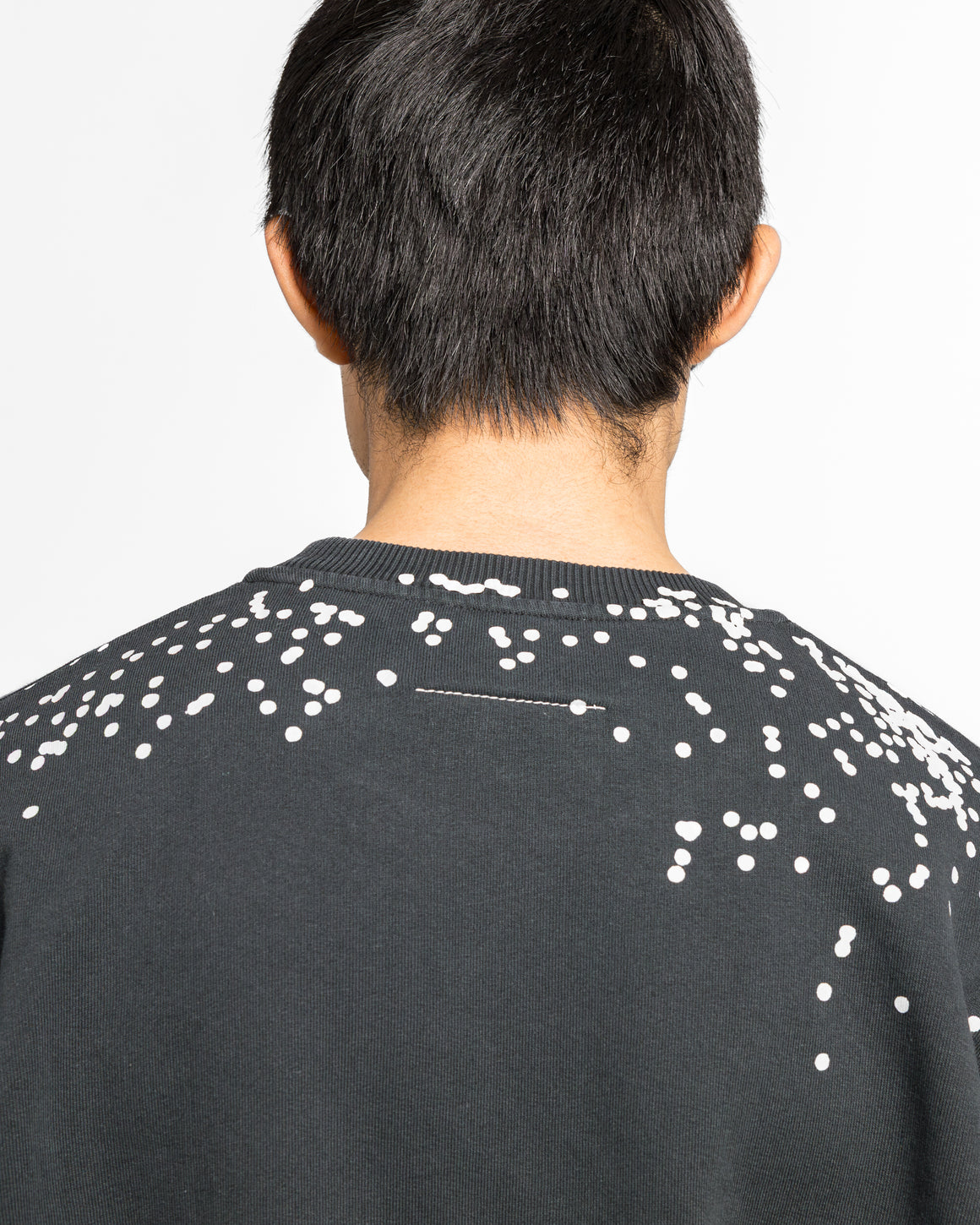 MM6 - Cotton Crewneck Sweater - Washed Black Splatter - UP THERE
