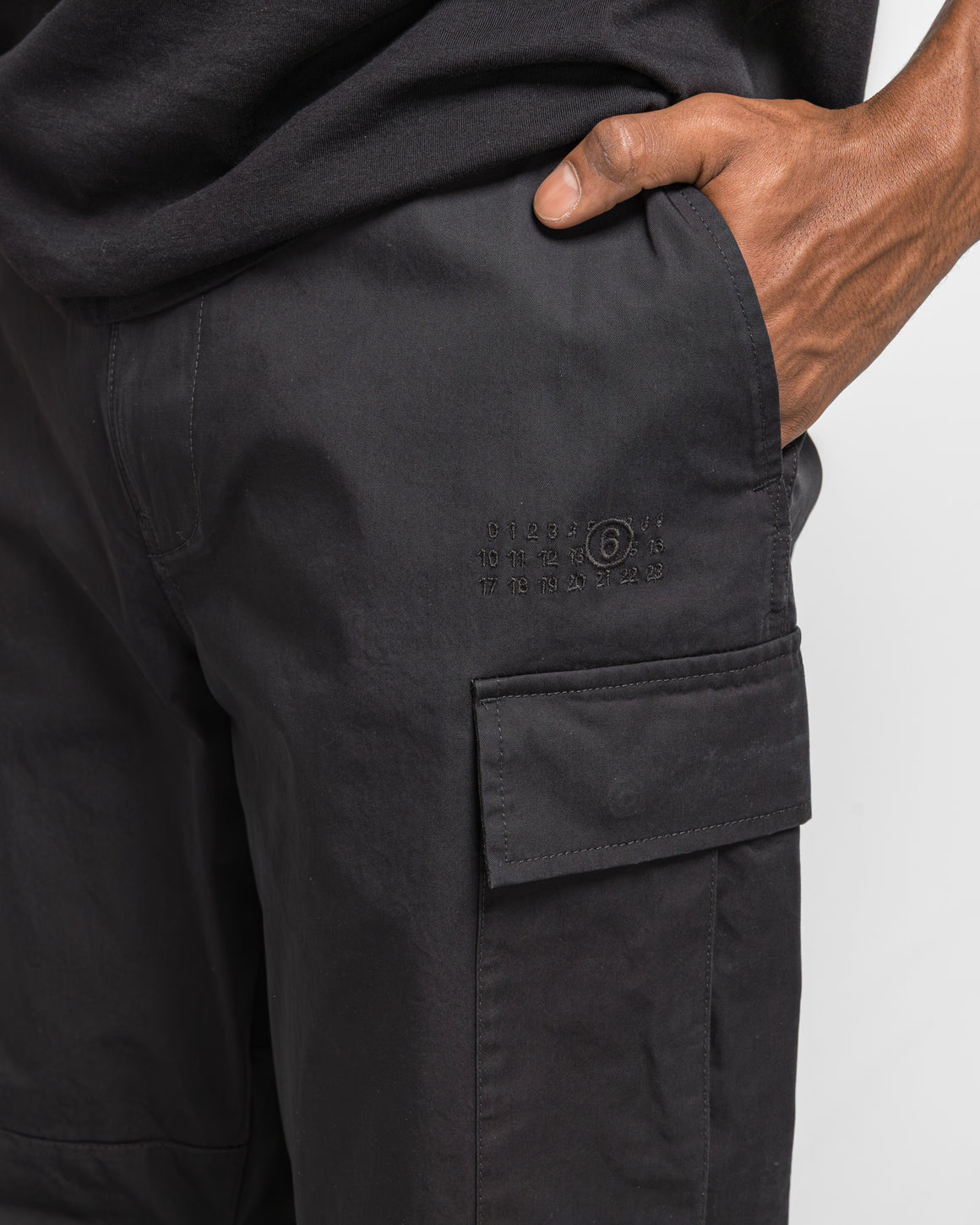 MM6 - Cotton Gabardine Water Repellent Cargos - Black - UP THERE