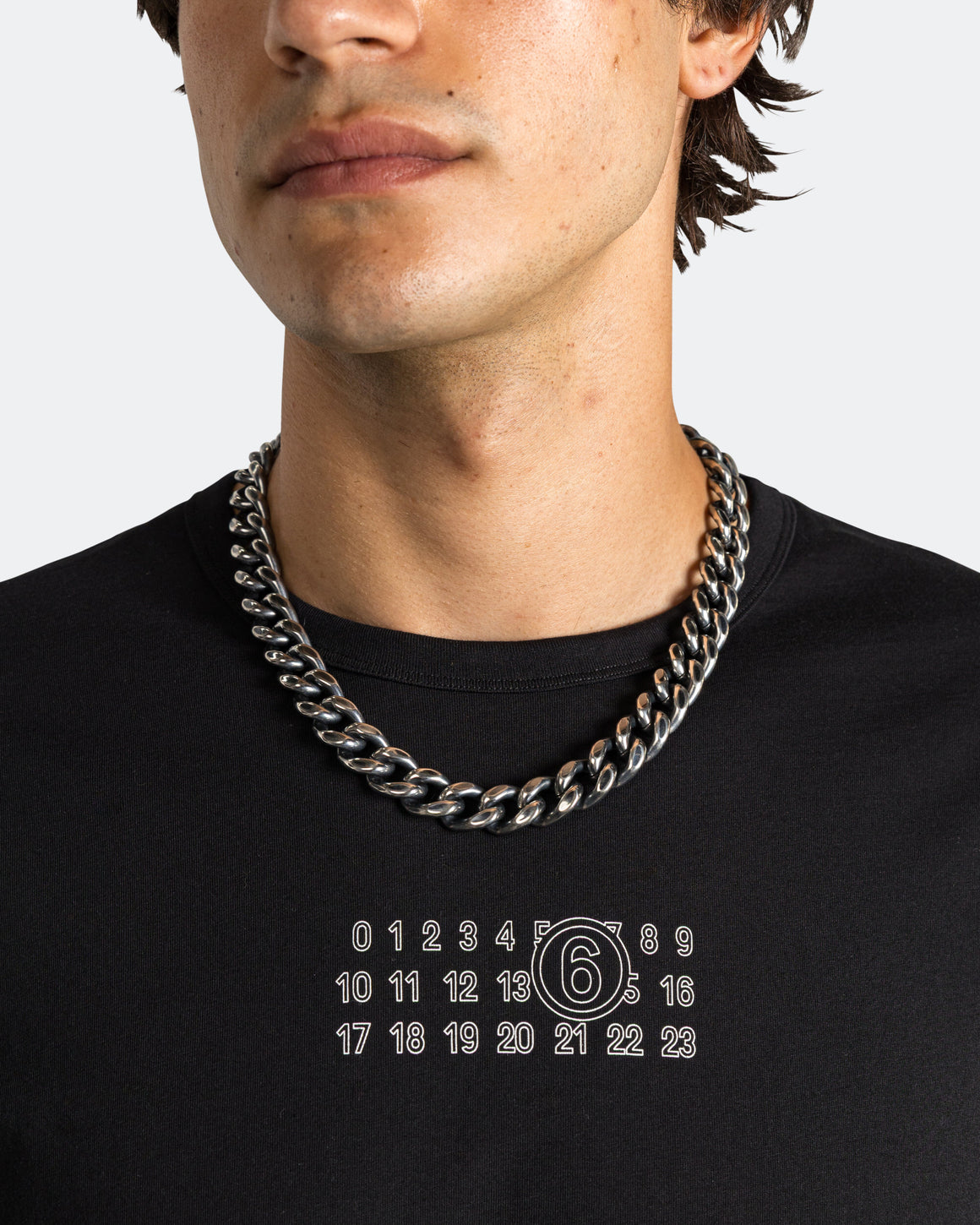 MM6 - Curb Chain Necklace - Silver Toned Brass - UP THERE