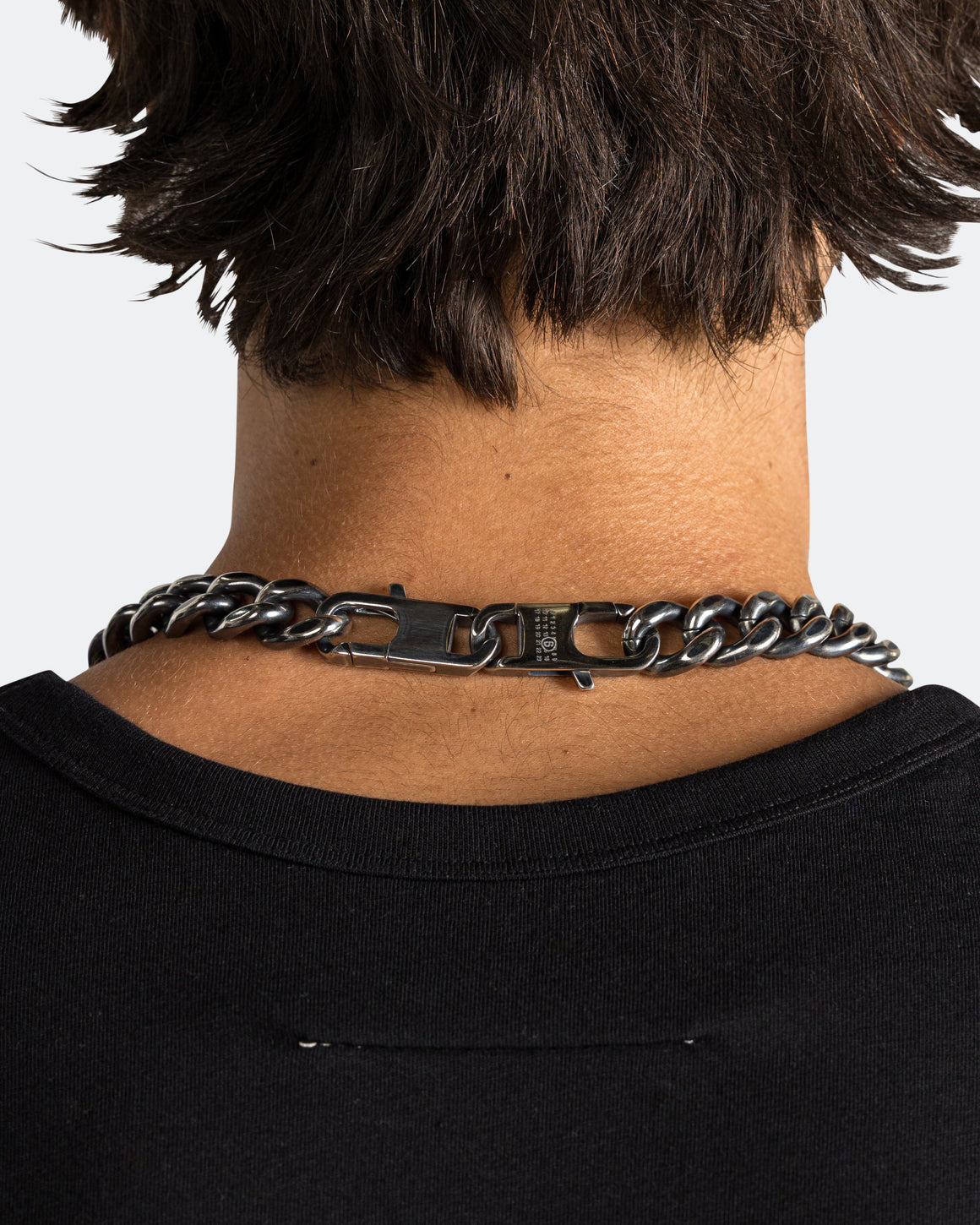 MM6 - Curb Chain Necklace - Silver Toned Brass - UP THERE