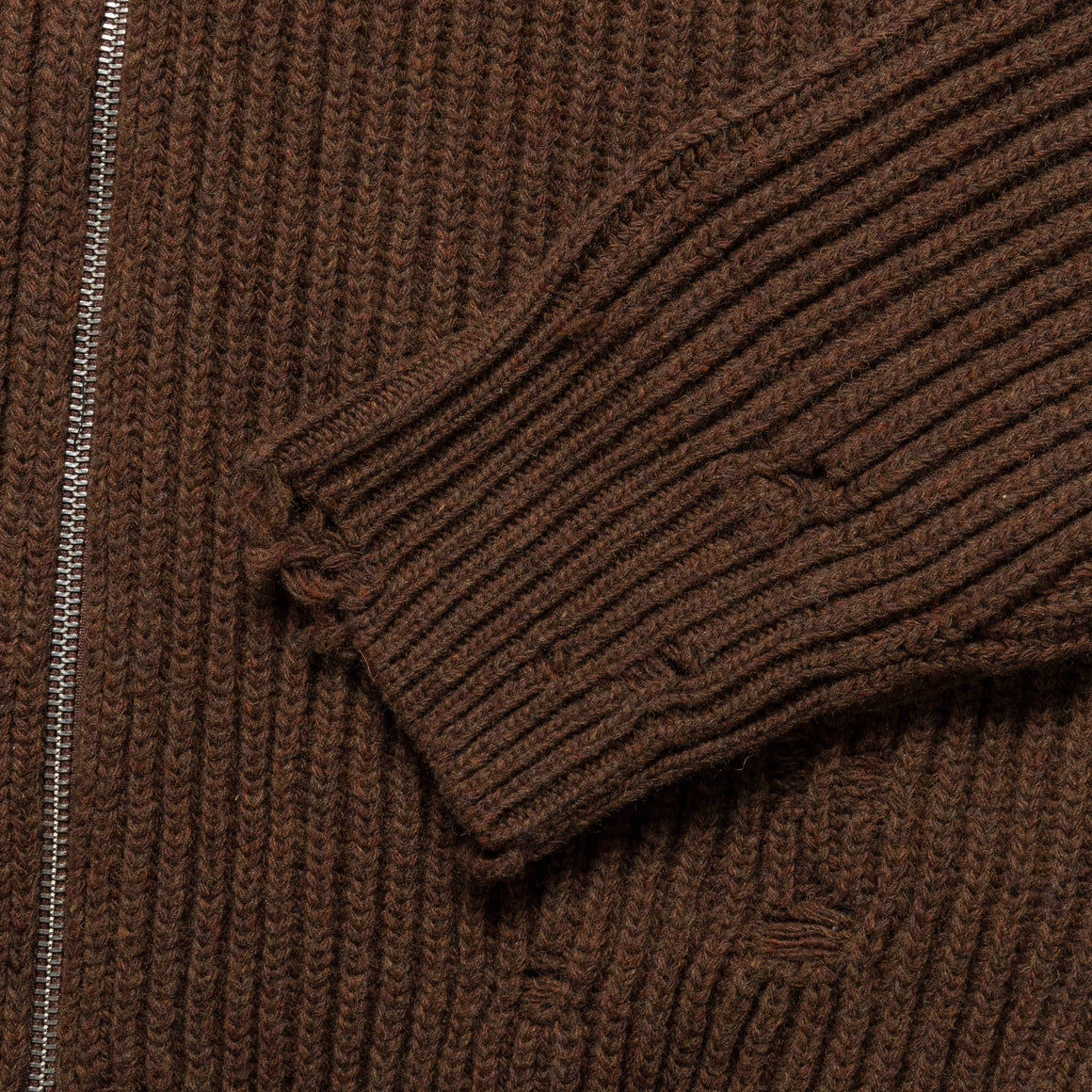 MM6 - Distressed Zip-Up Knit - Beige Melange - UP THERE